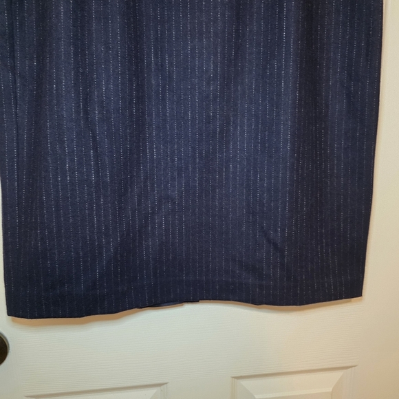 Terry Lewis Navy Stripe Wool Blend A-line Skirt Size M - Picture 3 of 8